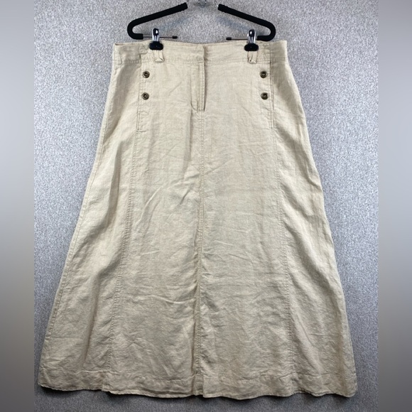 Carole Little linen maxi skirt womens 16 casual preppy minimalist modest basics - Picture 1 of 10